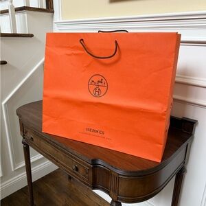 Hermès Classic Orange Bag with Blue Logo